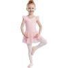 image:imageStelle Girls Flutter Sleeve Ballet Leotards Toddler Shimmering Dance Outfits Sequin Tutu Skirted Leotard Ballerina DressBallet Pink