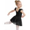 image:imageStelle Girls Flutter Sleeve Ballet Leotards Toddler Shimmering Dance Outfits Sequin Tutu Skirted Leotard Ballerina DressBlack