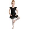 image:imageStelle Girls Flutter Sleeve Ballet Leotards Toddler Shimmering Dance Outfits Sequin Tutu Skirted Leotard Ballerina DressBlack