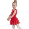 image:imageStelle Girls Flutter Sleeve Ballet Leotards Toddler Shimmering Dance Outfits Sequin Tutu Skirted Leotard Ballerina DressRed