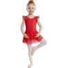 image:imageStelle Girls Flutter Sleeve Ballet Leotards Toddler Shimmering Dance Outfits Sequin Tutu Skirted Leotard Ballerina DressRed