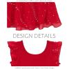 image:imageStelle Girls Flutter Sleeve Ballet Leotards Toddler Shimmering Dance Outfits Sequin Tutu Skirted Leotard Ballerina DressRed