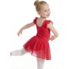 image:imageStelle Girls Flutter Sleeve Ballet Leotards Toddler Shimmering Dance Outfits Sequin Tutu Skirted Leotard Ballerina DressRed