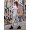 image:imageStelle Girls Metallic Cargo Pants Shiny Hip Hop Dance Joggers Sparkly Stretchy Wide Leg Street Pants for Kids 415 YearsHolograph Silver
