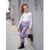 image:imageStelle Girls Metallic Cargo Pants Shiny Hip Hop Dance Joggers Sparkly Stretchy Wide Leg Street Pants for Kids 415 YearsIridescent Purple