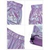 image:imageStelle Girls Metallic Cargo Pants Shiny Hip Hop Dance Joggers Sparkly Stretchy Wide Leg Street Pants for Kids 415 YearsIridescent Purple