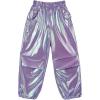 image:imageStelle Girls Metallic Cargo Pants Shiny Hip Hop Dance Joggers Sparkly Stretchy Wide Leg Street Pants for Kids 415 YearsIridescent Purple