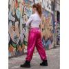image:imageStelle Girls Metallic Cargo Pants Shiny Hip Hop Dance Joggers Sparkly Stretchy Wide Leg Street Pants for Kids 415 YearsMetal Fuchsia