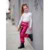 image:imageStelle Girls Metallic Cargo Pants Shiny Hip Hop Dance Joggers Sparkly Stretchy Wide Leg Street Pants for Kids 415 YearsMetal Fuchsia