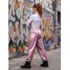 image:imageStelle Girls Metallic Cargo Pants Shiny Hip Hop Dance Joggers Sparkly Stretchy Wide Leg Street Pants for Kids 415 YearsMetal Pink