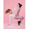 image:imageStelle Girls Metallic Cargo Pants Shiny Hip Hop Dance Joggers Sparkly Stretchy Wide Leg Street Pants for Kids 415 YearsMetal Pink