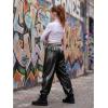 image:imageStelle Girls Metallic Cargo Pants Shiny Hip Hop Dance Joggers Sparkly Stretchy Wide Leg Street Pants for Kids 415 YearsPatent Black