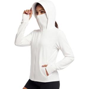 image:imageStelle Womens UPF 50 Sun Protection Jacket Hoodie Lightweight Long Sun Shirt for Outdoor Running HikingWhite