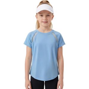 image:imageStelle Girls Athletic Shirts Short Sleeve Crewneck T Shirts Active Sports Top Soccer Gym Workout Tshirt Summer Tees for KidAqua Blue07