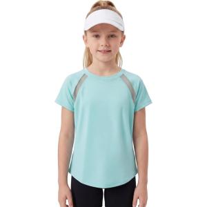 image:imageStelle Girls Athletic Shirts Short Sleeve Crewneck T Shirts Active Sports Top Soccer Gym Workout Tshirt Summer Tees for KidLight Blue07