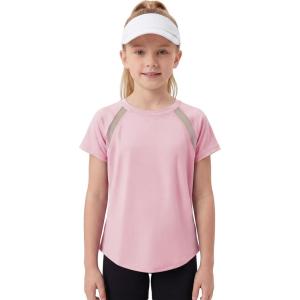 image:imageStelle Girls Athletic Shirts Short Sleeve Crewneck T Shirts Active Sports Top Soccer Gym Workout Tshirt Summer Tees for KidLight Pink