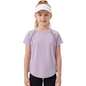 image:imageStelle Girls Athletic Shirts Short Sleeve Crewneck T Shirts Active Sports Top Soccer Gym Workout Tshirt Summer Tees for KidLight Purple