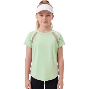 image:imageStelle Girls Athletic Shirts Short Sleeve Crewneck T Shirts Active Sports Top Soccer Gym Workout Tshirt Summer Tees for KidPastel Green