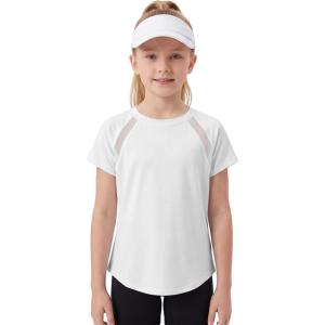 image:imageStelle Girls Athletic Shirts Short Sleeve Crewneck T Shirts Active Sports Top Soccer Gym Workout Tshirt Summer Tees for KidWhite