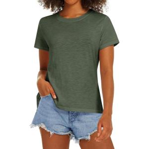 image:imageStelle Women T Shirts Crew Neck Short Sleeve Shirts Soft Summer Classic Fit TeesArmy Green