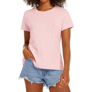 image:imageStelle Women T Shirts Crew Neck Short Sleeve Shirts Soft Summer Classic Fit TeesLight Pink