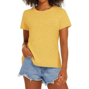 image:imageStelle Women T Shirts Crew Neck Short Sleeve Shirts Soft Summer Classic Fit TeesMustard