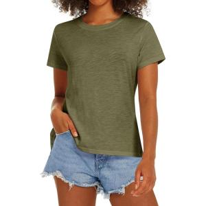 image:imageStelle Women T Shirts Crew Neck Short Sleeve Shirts Soft Summer Classic Fit TeesOlive Green