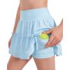 image:imageStelle Girls Athletic Skirts with Pockets Inner Shorts High Waisted Tennis Skorts Golf Running Sports SkirtLight Blue