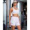 image:imageStelle Women 2 in 1 Running Shorts High Waisted Athletic Shorts Gym Workout Shorts with Liner Zipper PocketsWhite