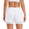 image:imageStelle Women 2 in 1 Running Shorts High Waisted Athletic Shorts Gym Workout Shorts with Liner Zipper PocketsWhite
