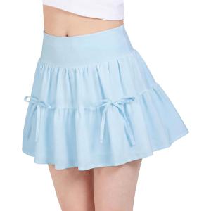 image:imageStelle Girls Athletic Skirts with Pockets Inner Shorts High Waisted Tennis Skorts Golf Running Sports SkirtLight Blue