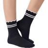 image:imageStelle Girls Socks Ruffle Socks for Girls Cotton Striped Crew Sock Girls Athletic Socks5 Black
