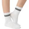 image:imageStelle Girls Socks Ruffle Socks for Girls Cotton Striped Crew Sock Girls Athletic Socks5 Black Stripes