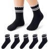 image:imageStelle Girls Socks Ruffle Socks for Girls Cotton Striped Crew Sock Girls Athletic Socks5 Black