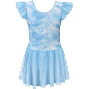 image:imageStelle Ballet Leotards for Girls Toddler Dance Leotard Shiny Flutter Sleeve Ballet Dresses Gymnastic Ballerina OutfitCloudburst Blue