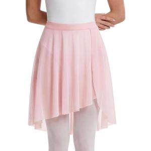 image:imageStelle Womens Ballet Skirt Chiffon Dance Wrap Skirt Mesh Sheer Pull On Elastic Waist High Low Flowy Skirts DancewearBallet Pink