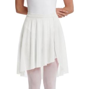 image:imageStelle Womens Ballet Skirt Chiffon Dance Wrap Skirt Mesh Sheer Pull On Elastic Waist High Low Flowy Skirts DancewearWhite
