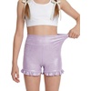 image:imageStelle Girls Gymnastics Shorts Athletic Dance Sparkle Ruffle Short High Waisted Metallic Biker Short for Kids 615 YearsLavender