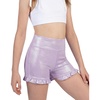 image:imageStelle Girls Gymnastics Shorts Athletic Dance Sparkle Ruffle Short High Waisted Metallic Biker Short for Kids 615 YearsLavender