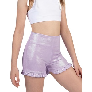 image:imageStelle Girls Gymnastics Shorts Athletic Dance Sparkle Ruffle Short High Waisted Metallic Biker Short for Kids 615 YearsLavender