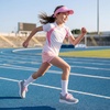 image:imageStelle Girls Sneakers Kids Tennis Running Walking Shoes SlipOn Athletic Non Slip Lightweight Breathable Sport Shoes for LittleBig KidLight Grey