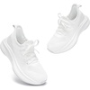 image:imageStelle Girls Sneakers Kids Tennis Running Walking Shoes SlipOn Athletic Non Slip Lightweight Breathable Sport Shoes for LittleBig KidWhite