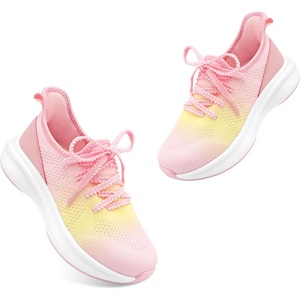 image:imageStelle Girls Sneakers Kids Tennis Running Walking Shoes SlipOn Athletic Non Slip Lightweight Breathable Sport Shoes for LittleBig KidRainbow Pink