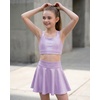 image:imageStelle Girls Shiny Metallic Crop Tank Tops Sparkly Scoop Neck Dance Tops Sleeveless Cross Back Dancewear for Gymnastics PartyLavender