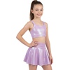 image:imageStelle Girls Shiny Metallic Crop Tank Tops Sparkly Scoop Neck Dance Tops Sleeveless Cross Back Dancewear for Gymnastics PartyLavender