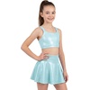 image:imageStelle Girls Shiny Metallic Crop Tank Tops Sparkly Scoop Neck Dance Tops Sleeveless Cross Back Dancewear for Gymnastics PartyLight Blue