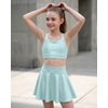 image:imageStelle Girls Shiny Metallic Crop Tank Tops Sparkly Scoop Neck Dance Tops Sleeveless Cross Back Dancewear for Gymnastics PartyLight Blue