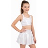 image:imageStelle Girls Shiny Metallic Crop Tank Tops Sparkly Scoop Neck Dance Tops Sleeveless Cross Back Dancewear for Gymnastics PartyWhite