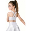 image:imageStelle Girls Shiny Metallic Crop Tank Tops Sparkly Scoop Neck Dance Tops Sleeveless Cross Back Dancewear for Gymnastics PartyWhite