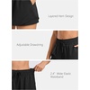 image:imageStelle Women Running Shorts with Pockets High Waisted Drawstring Athletic Workout QuickDry Gym Shorts Mesh LinerBlack